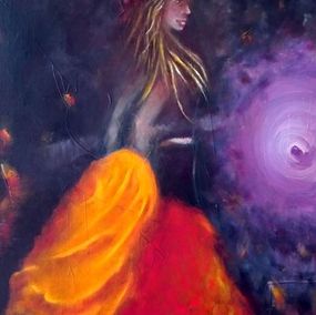 Peinture, Papillonne avec une louve, Gaelle Beyaert