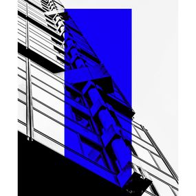 Photographie, Urbain brutalisme, Bleu Majorelle - Photographie digigraphie (2), Claire Giraudeau