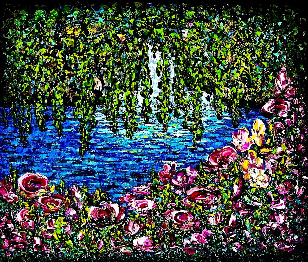 Vik Schroeder, Watkins Glen State Park in New York City. Impasto impressionism painting. Vik Schroeder, Watkins Glen State Park in New York City. Impasto impressionism painting.