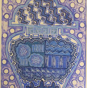 Gemälde, Large blue jar with dots, Hikaru O