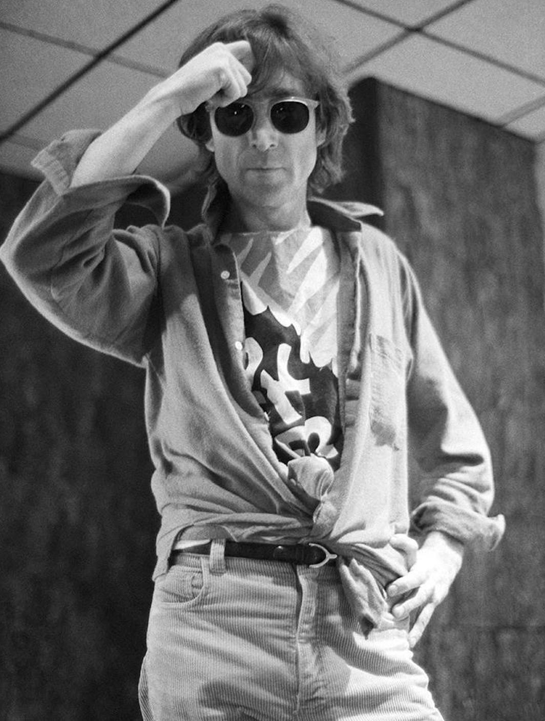 Bob Gruen, John Lennon in Rockerciser t-shirt at The Hit Factory, NYC 1980 Bob Gruen, John Lennon in Rockerciser t-shirt at The Hit Factory, NYC 1980