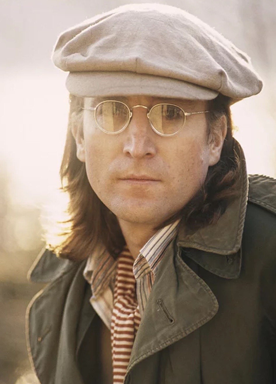 Bob Gruen, John Lennon wearing a trench coat, Untermyer Park in Yonkers, NYC 1975 Bob Gruen, John Lennon wearing a trench coat, Untermyer Park in Yonkers, NYC 1975