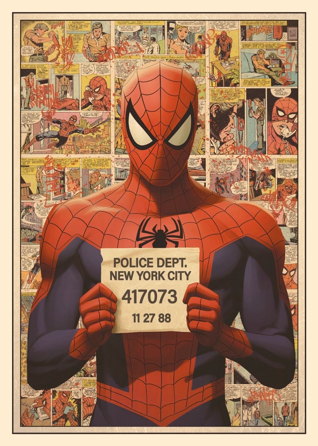 Spider-Man Comic Book Collage Web Background Artwork Fine Art