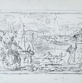 Fine Art Drawings, Etude de paysage du lac de Genève, Henri Fehr