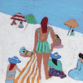 Peinture, Un été bleu azur - Série Les femmes et la mer, Françoise Lucq