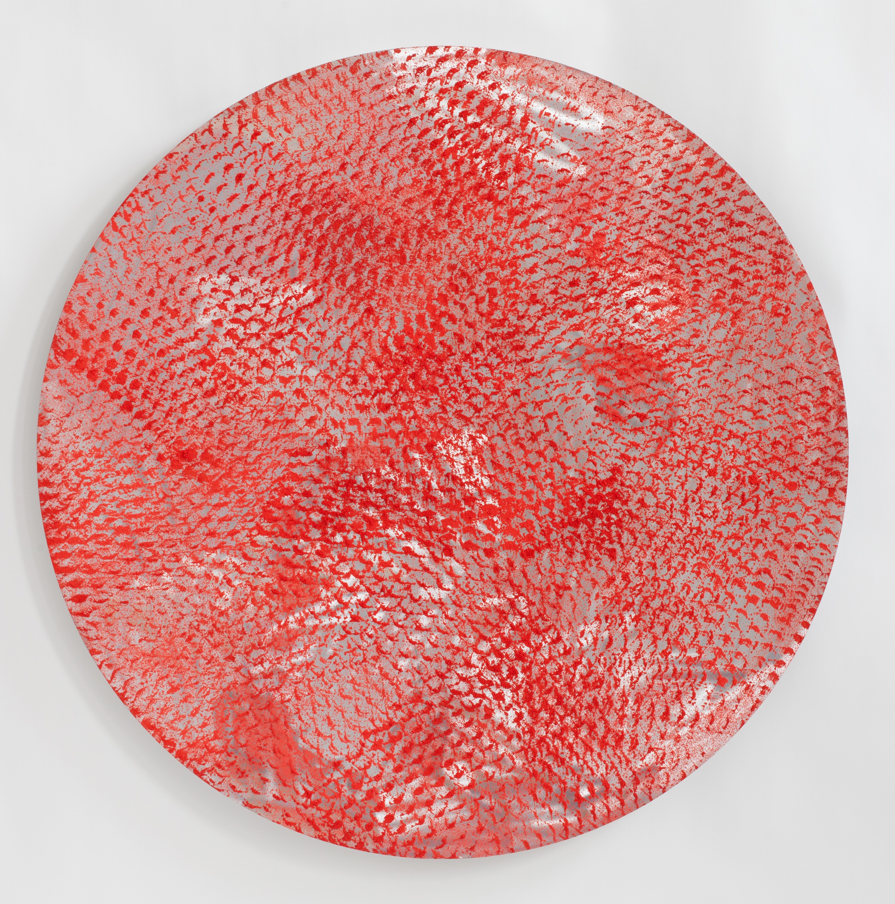 Clemens Wolf, Tondo Red, Expanded Metal Pigment Painting Clemens Wolf, Tondo Red, Expanded Metal Pigment Painting
