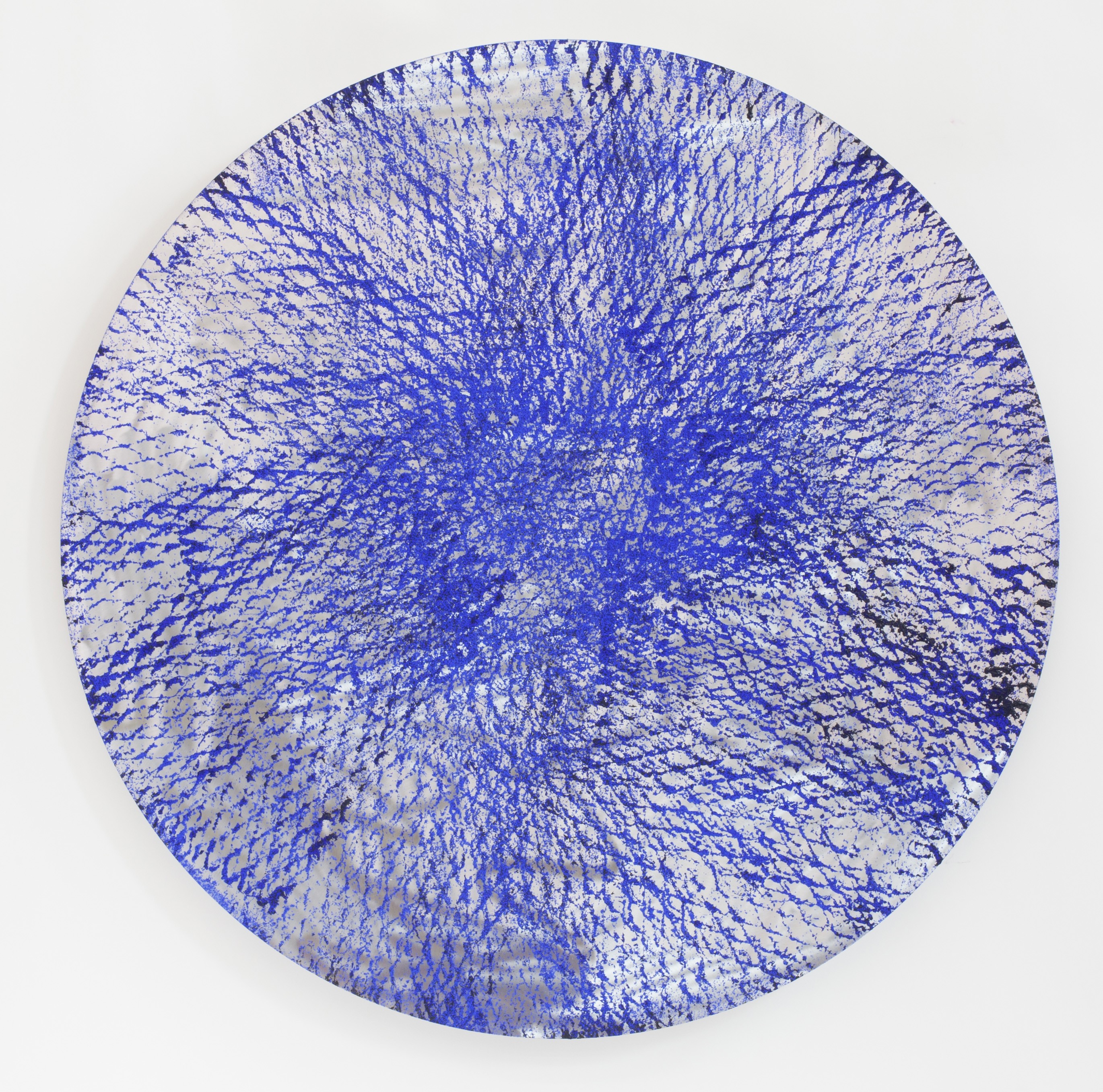 Clemens Wolf, Tondo Blue, Expanded Metal Painting Clemens Wolf, Tondo Blue, Expanded Metal Painting