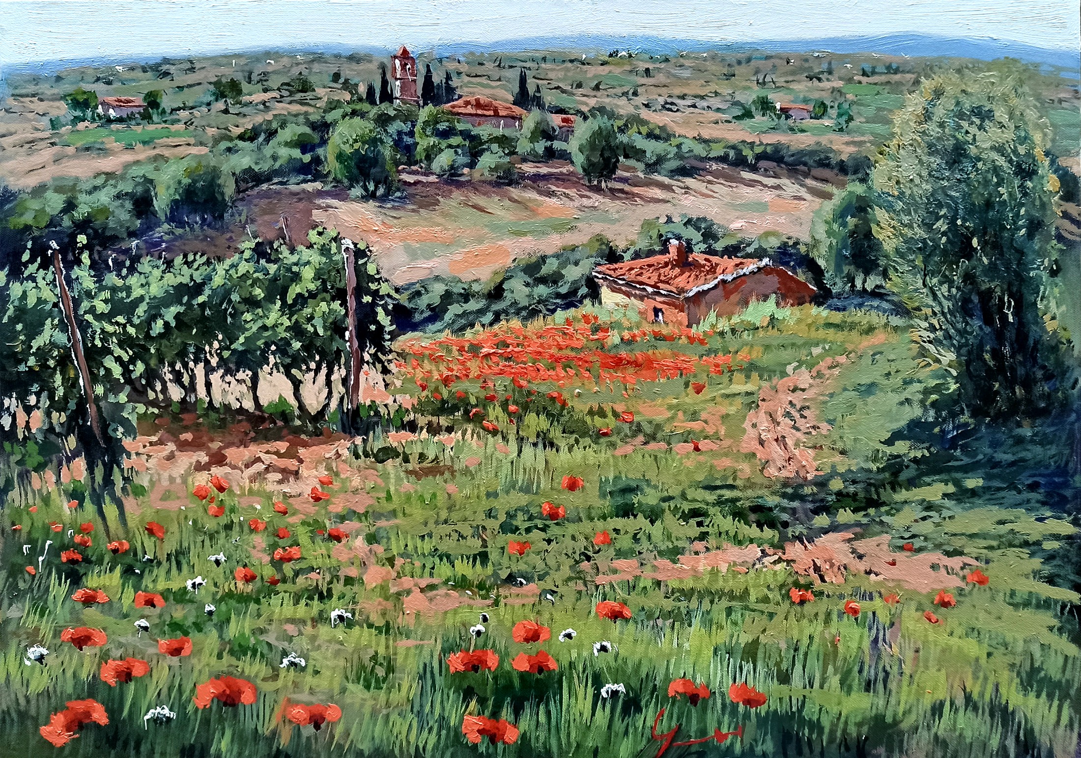 Roberto Gai, Valley landscape - Tuscany painting Roberto Gai, Valley landscape - Tuscany painting