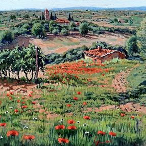 Gemälde, Valley landscape - Tuscany painting, Roberto Gai