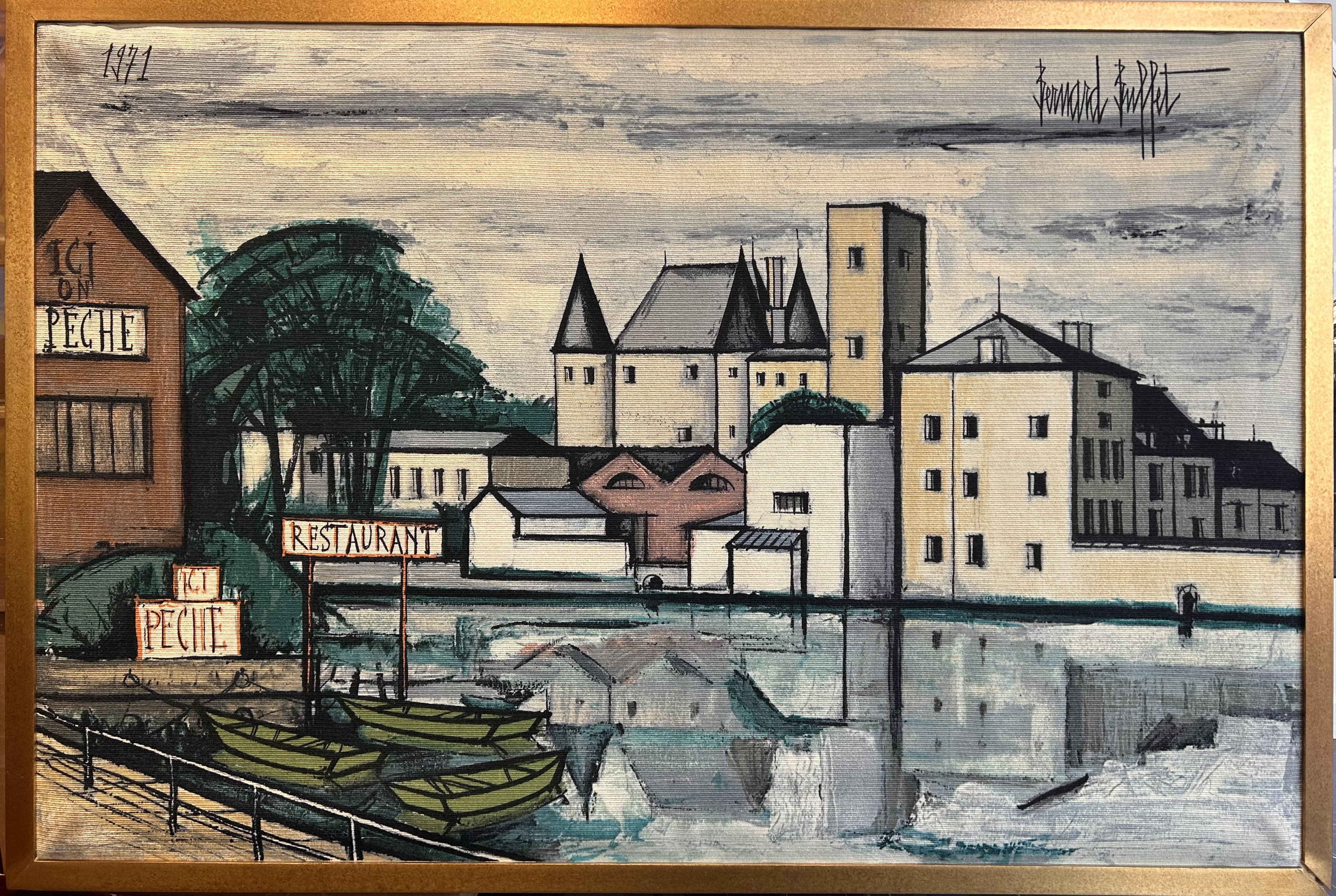 Bernard Buffet, Nemours, Le château et les bords du Loing Bernard Buffet, Nemours, Le château et les bords du Loing