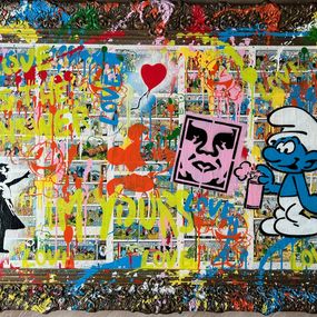 Painting, Girl with Balloon x OBEY x Smurfs x PopArt, Koen Betjes