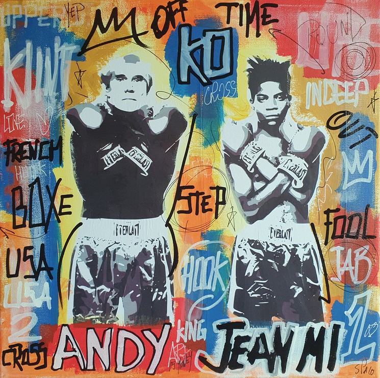 Spaco, Basquiat vs Warhol, Pintura sobre lienzo