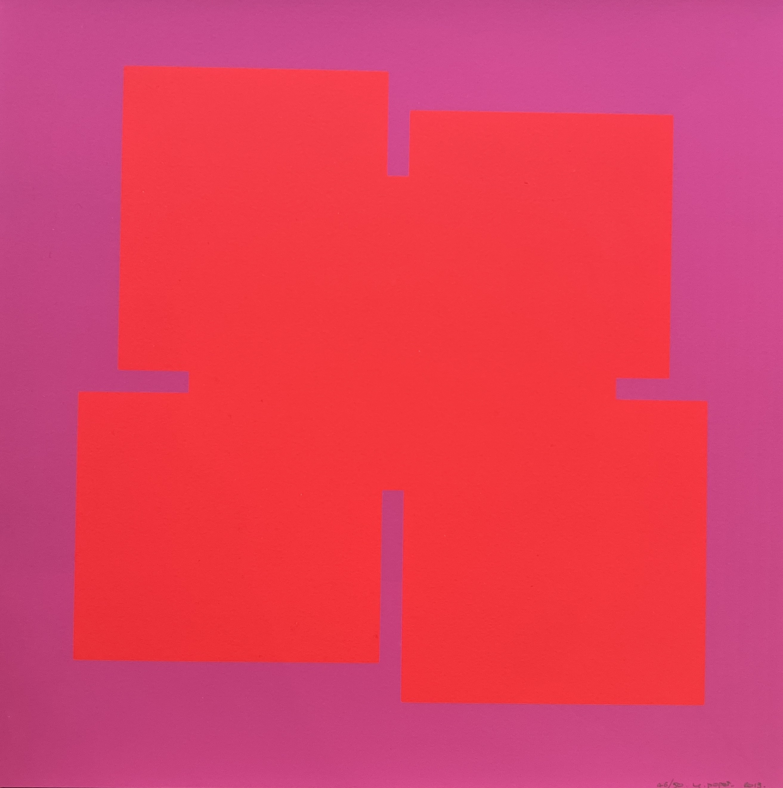 Yves Popet, Sérigraphie rouge sur fond fushia Yves Popet, Sérigraphie rouge sur fond fushia