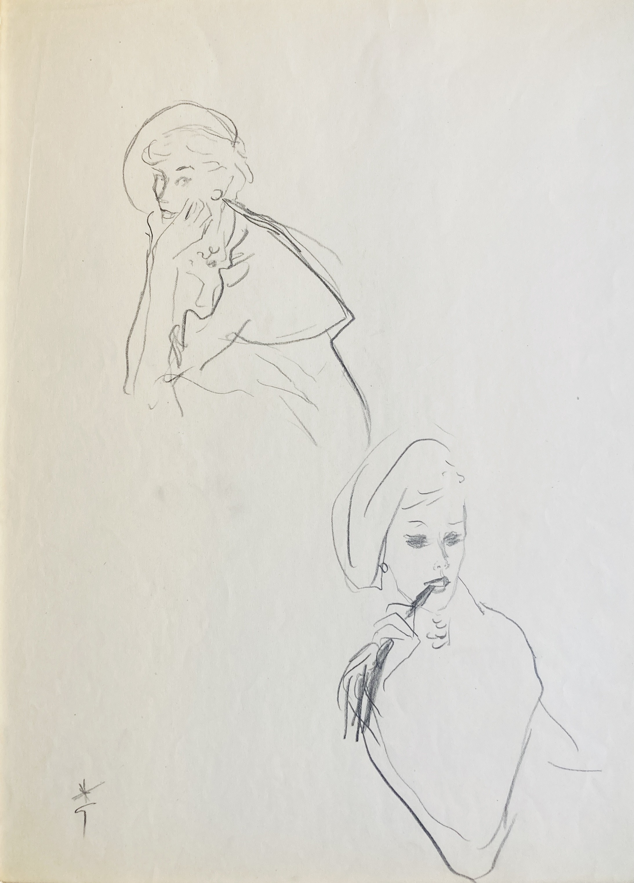 René Gruau, Etude de femme au béret René Gruau, Etude de femme au béret
