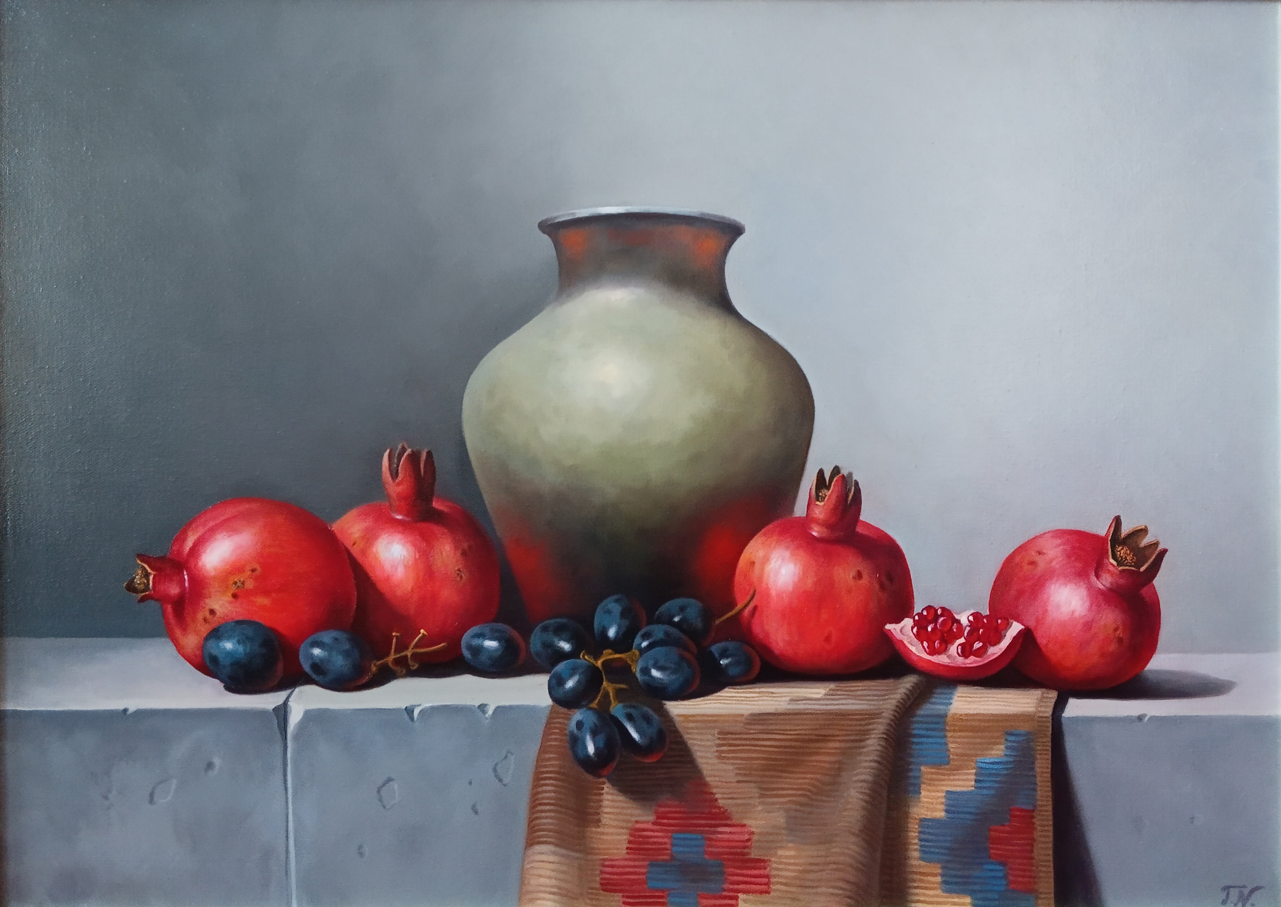 Tamar Nazaryan, Still life with pomegranates and pitcher Tamar Nazaryan, Still life with pomegranates and pitcher
