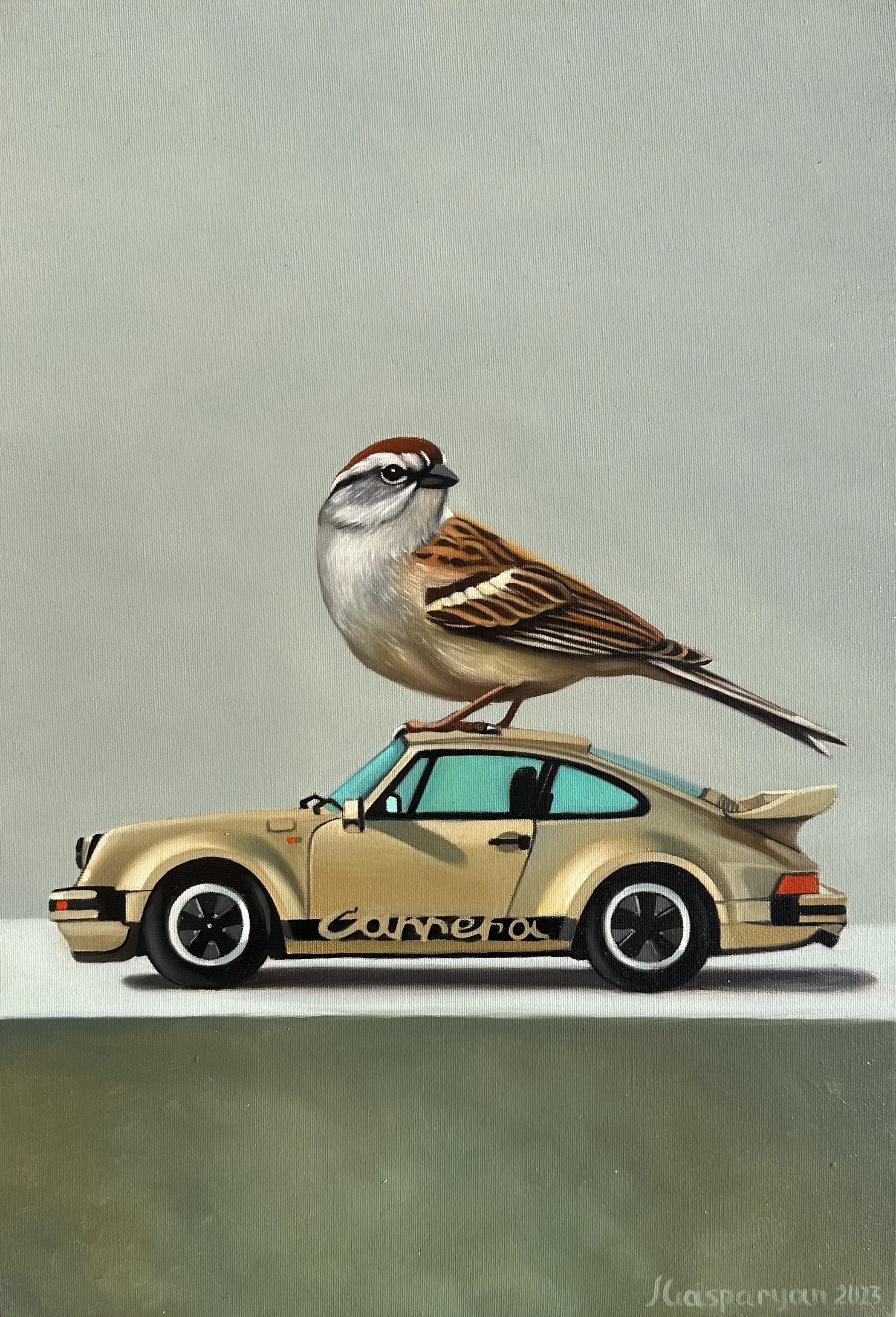 Ara Gasparyan, Still life with bird and porsche 911CS Ara Gasparyan, Still life with bird and porsche 911CS