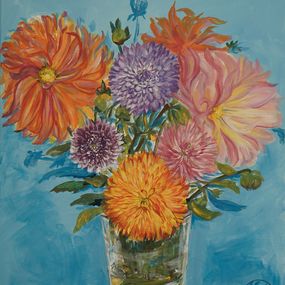 Painting, Bouquet of dahlias, Annabell Mozer