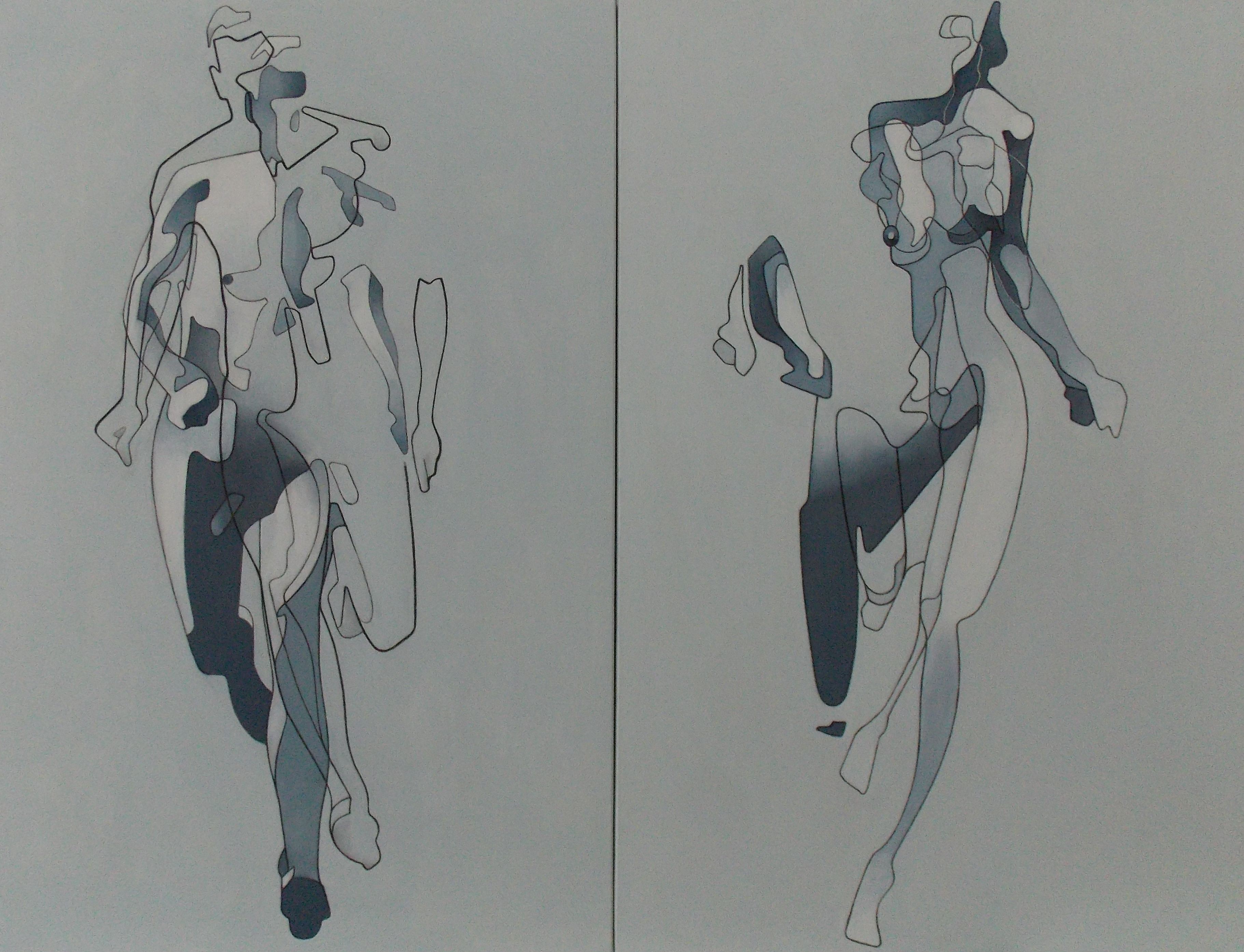 Milburn-Foster, Man running, Woman running Milburn-Foster, Man running, Woman running