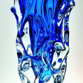 Blue Red Core vase, pattern number 5988, Hight 25cm, Jan Beranek