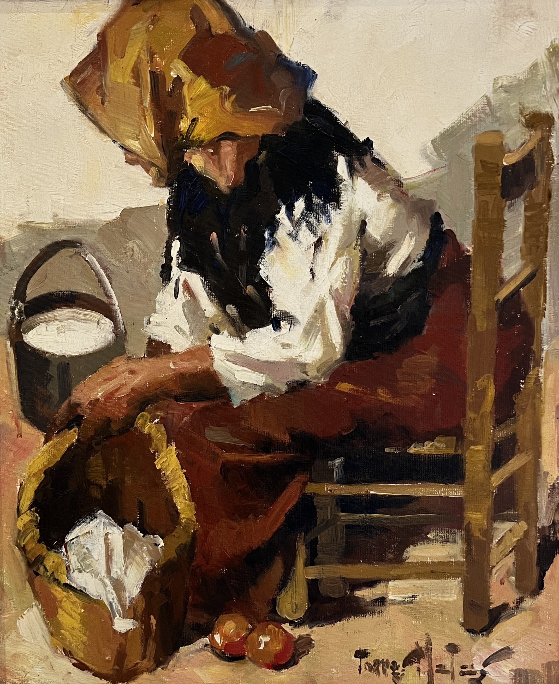 Francisco Torres Matas, Femme assise préparant le repas Francisco Torres Matas, Femme assise préparant le repas