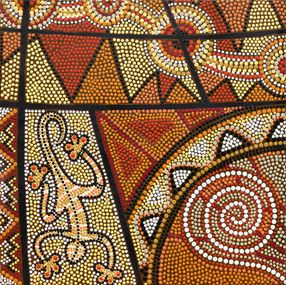 Gemälde, Tjukurrpa Khutu - Culture du peuple autochtone des Aborigènes d'Australie, Caloulabissa