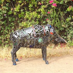 Escultura, Sangliers en métal recyclé, Hassan Laamirat