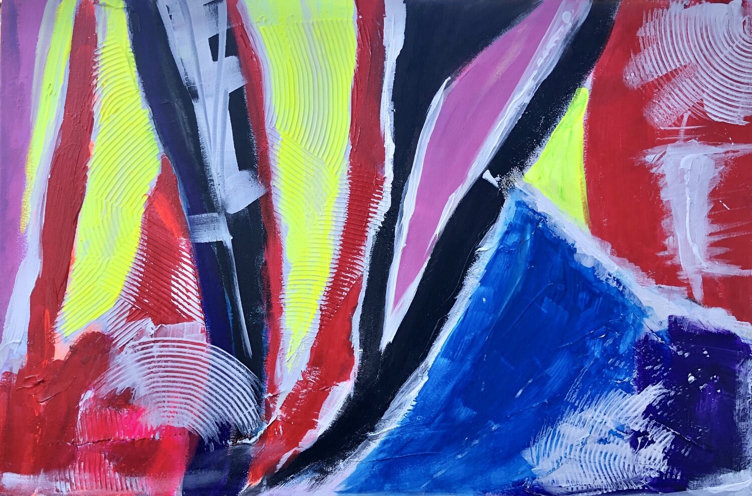 Nataliia Krykun, Wind, black, red, white, yellow, pink, blue abstraction, texture Nataliia Krykun, Wind, black, red, white, yellow, pink, blue abstraction, texture