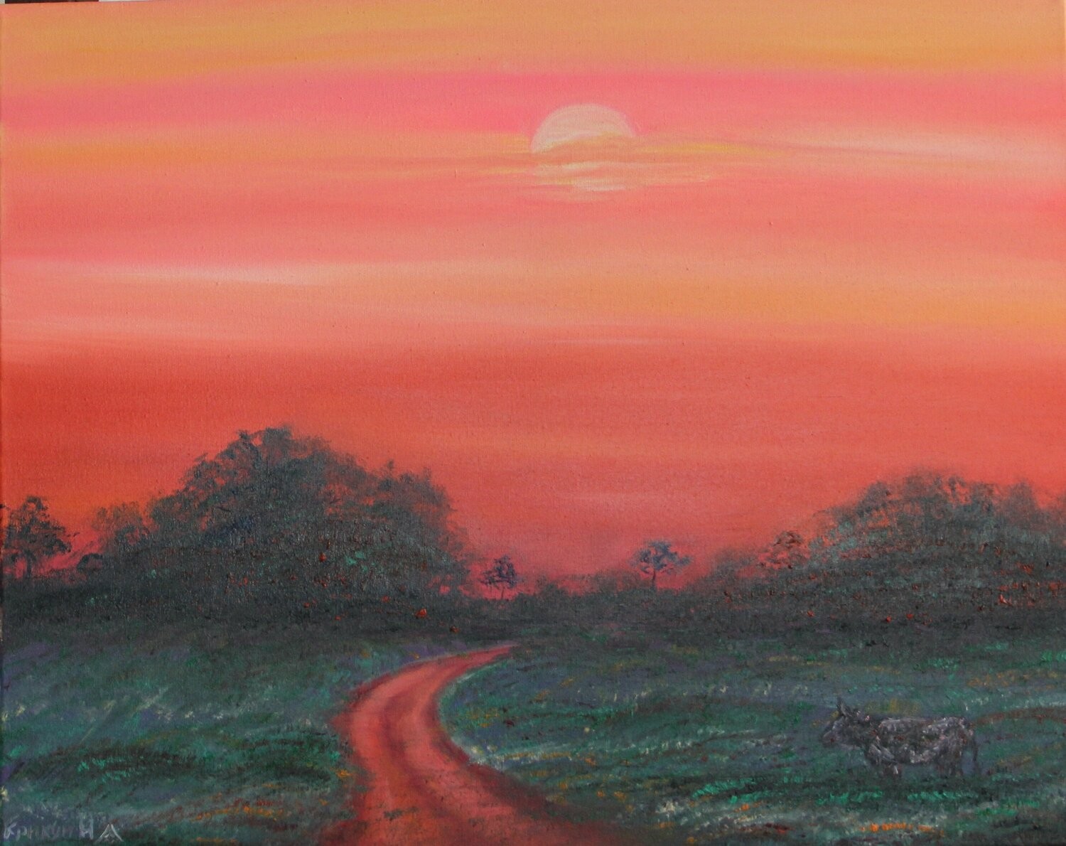 Nataliia Krykun, Dark cow by the road Nataliia Krykun, Dark cow by the road