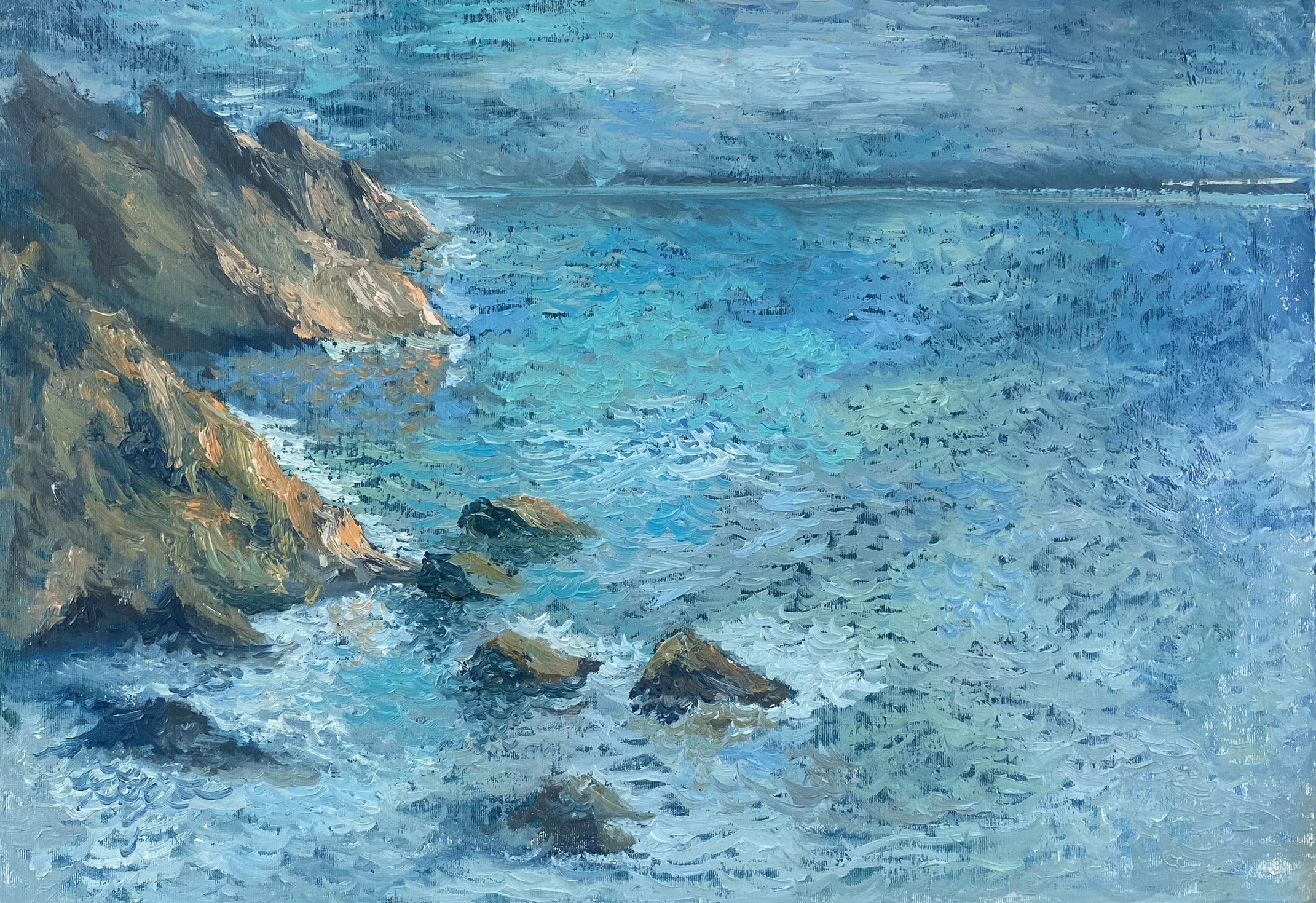 Dasha Pogodina, Seascape Landscape, Sea Painting - Monet Cliff Dasha Pogodina, Seascape Landscape, Sea Painting - Monet Cliff