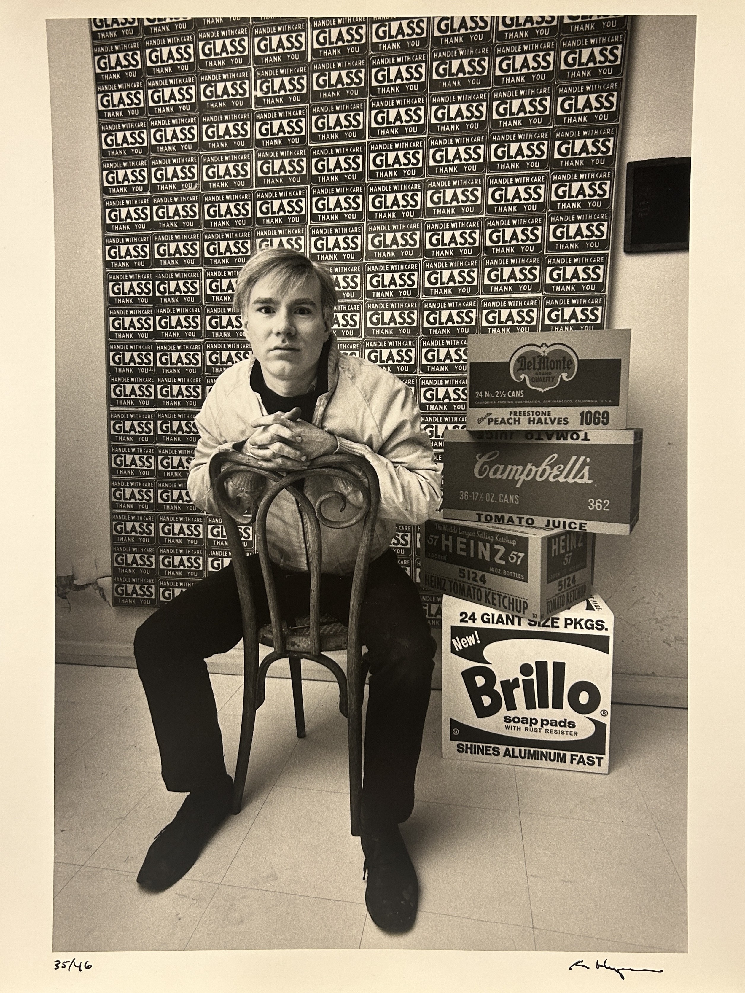 Andy Warhol with Boxes, 1964