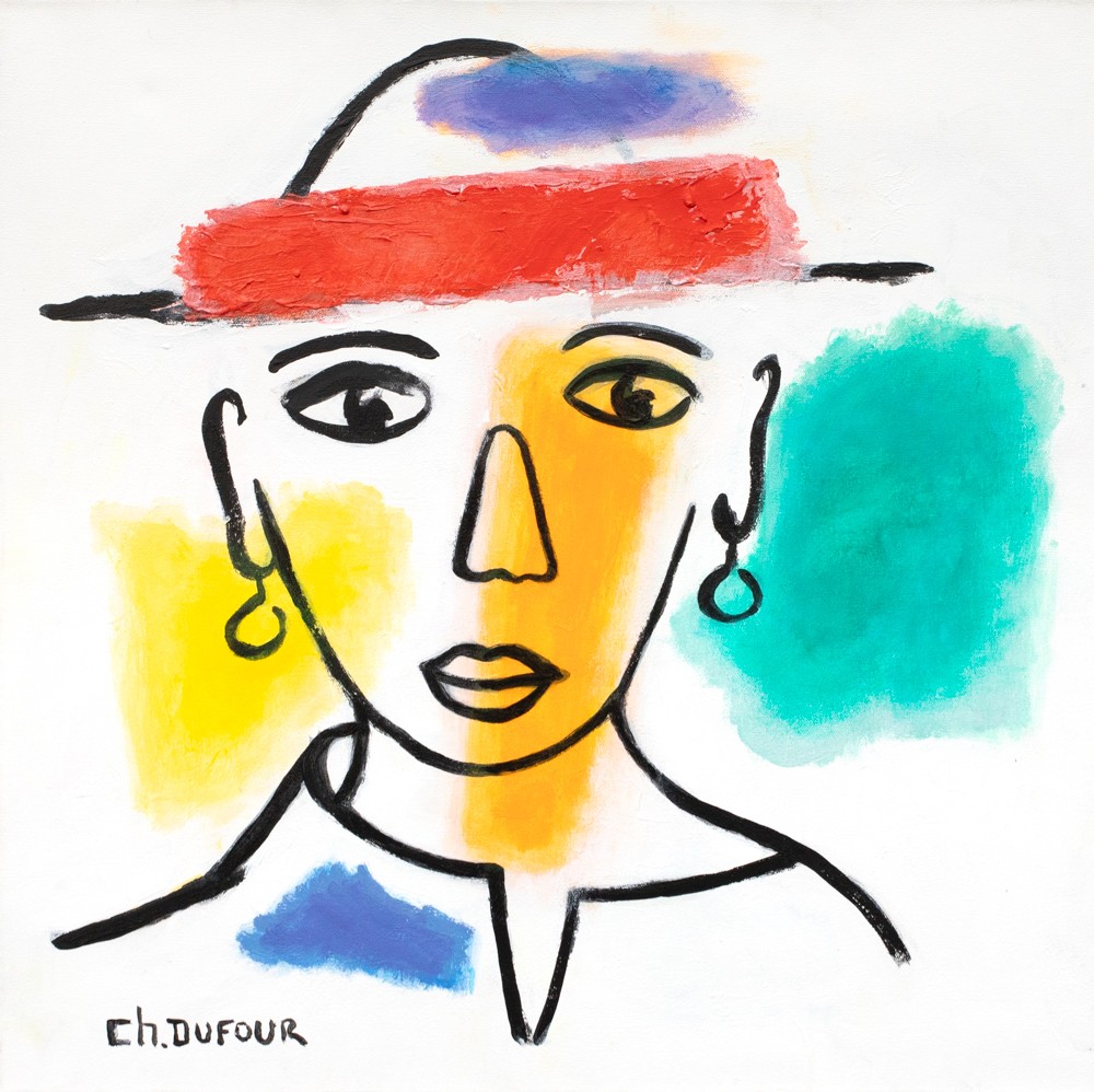 Chantal Dufour, Dame au chapeau - Portrait de femme Chantal Dufour, Dame au chapeau - Portrait de femme