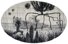 Fine Art Drawings, Dark Forest, Desert ship, Taisia Korotkova