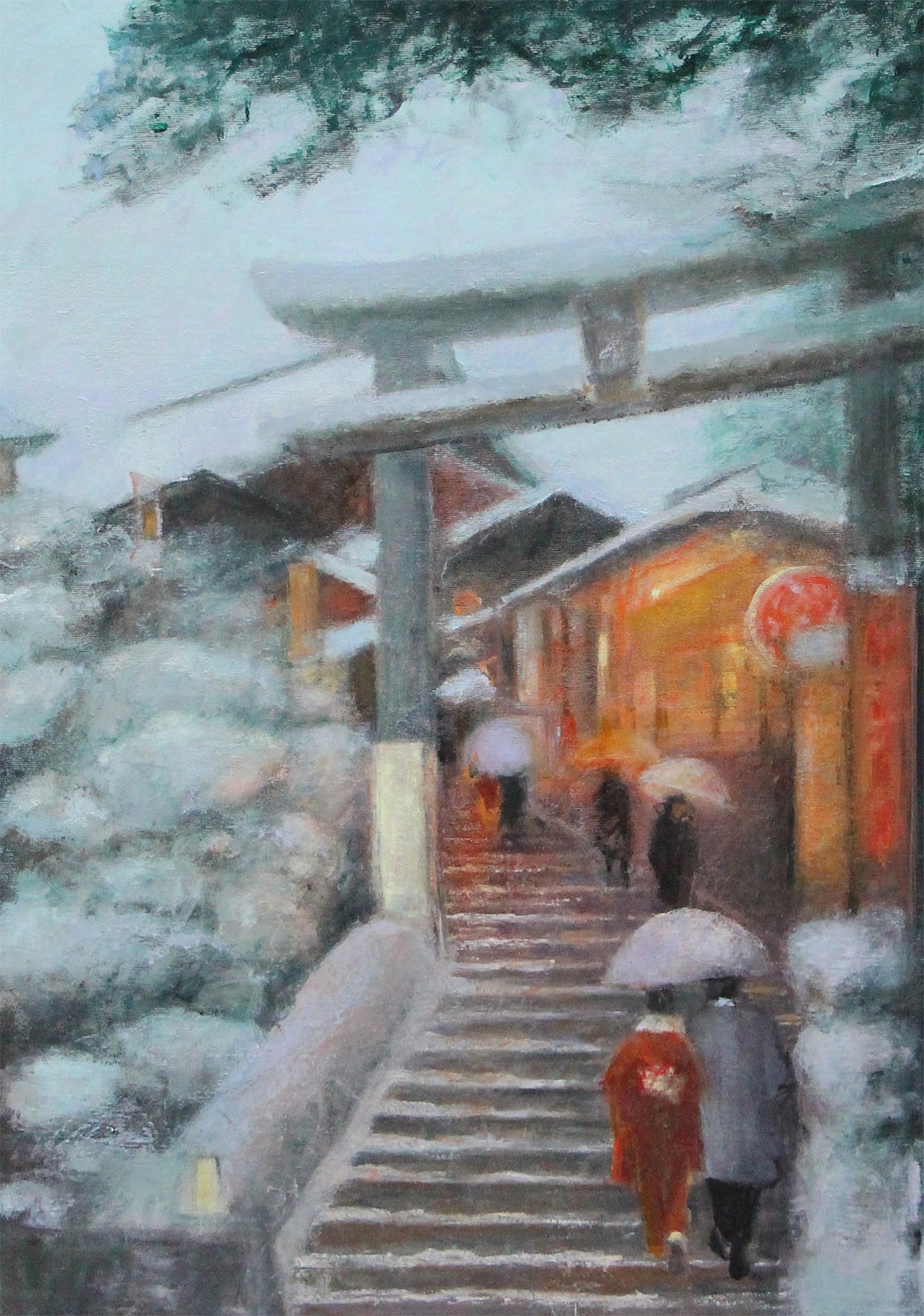 Dominique Andrier, Les marches du temple sous la neige, Kyoto Dominique Andrier, Les marches du temple sous la neige, Kyoto