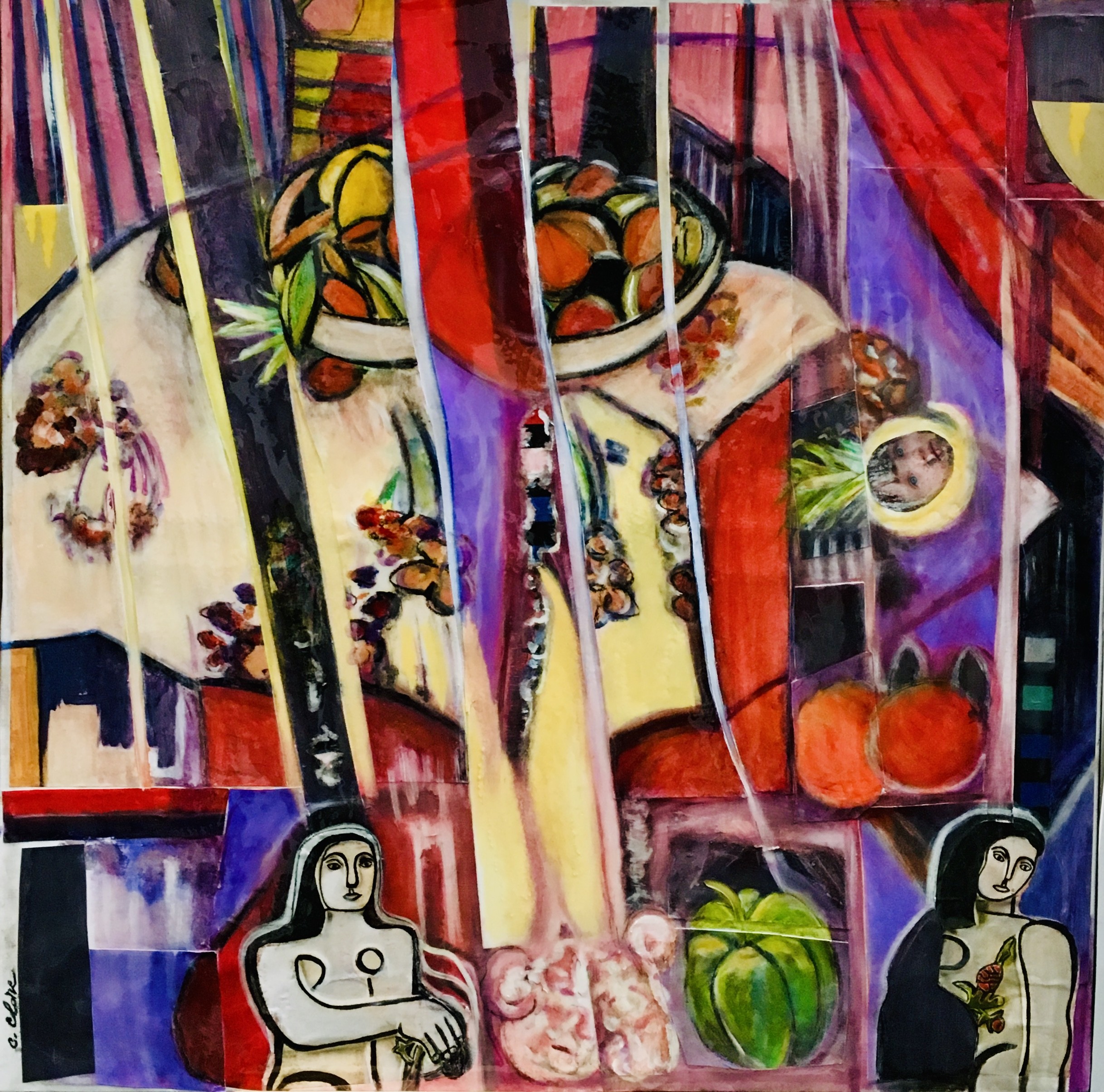 Catherine Clare, Nature morte aux oranges, hommage à Matisse Catherine Clare, Nature morte aux oranges, hommage à Matisse