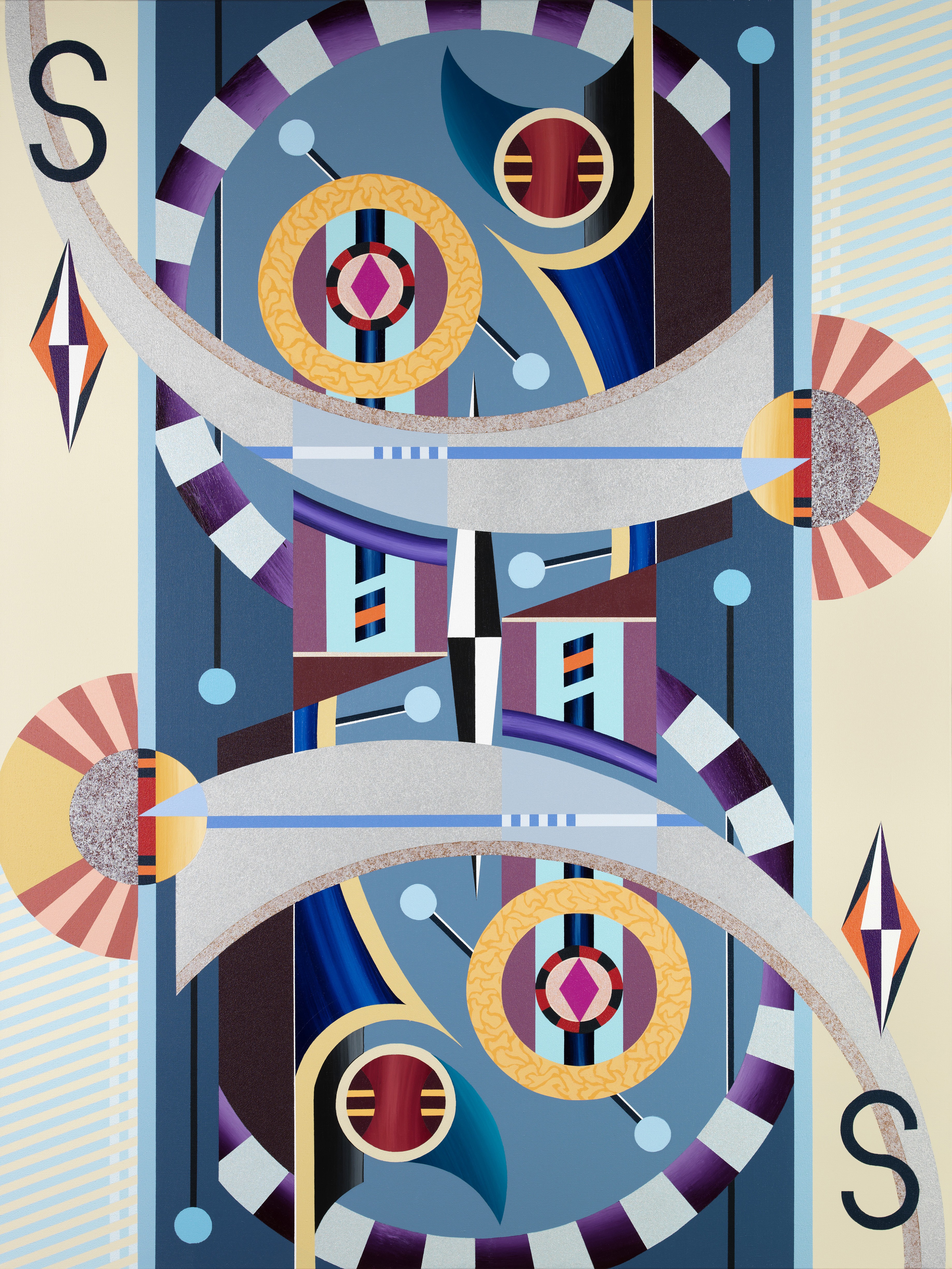 Bruno Hoopka, Playing card 2S - Diamond set circles Bruno Hoopka, Playing card 2S - Diamond set circles