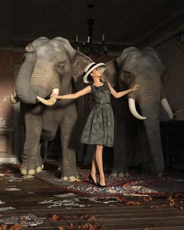 Photographie, Audrey et Eléphants, Dominique Mulhem