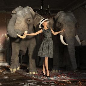 Photographie, Audrey et Eléphants, Dominique Mulhem