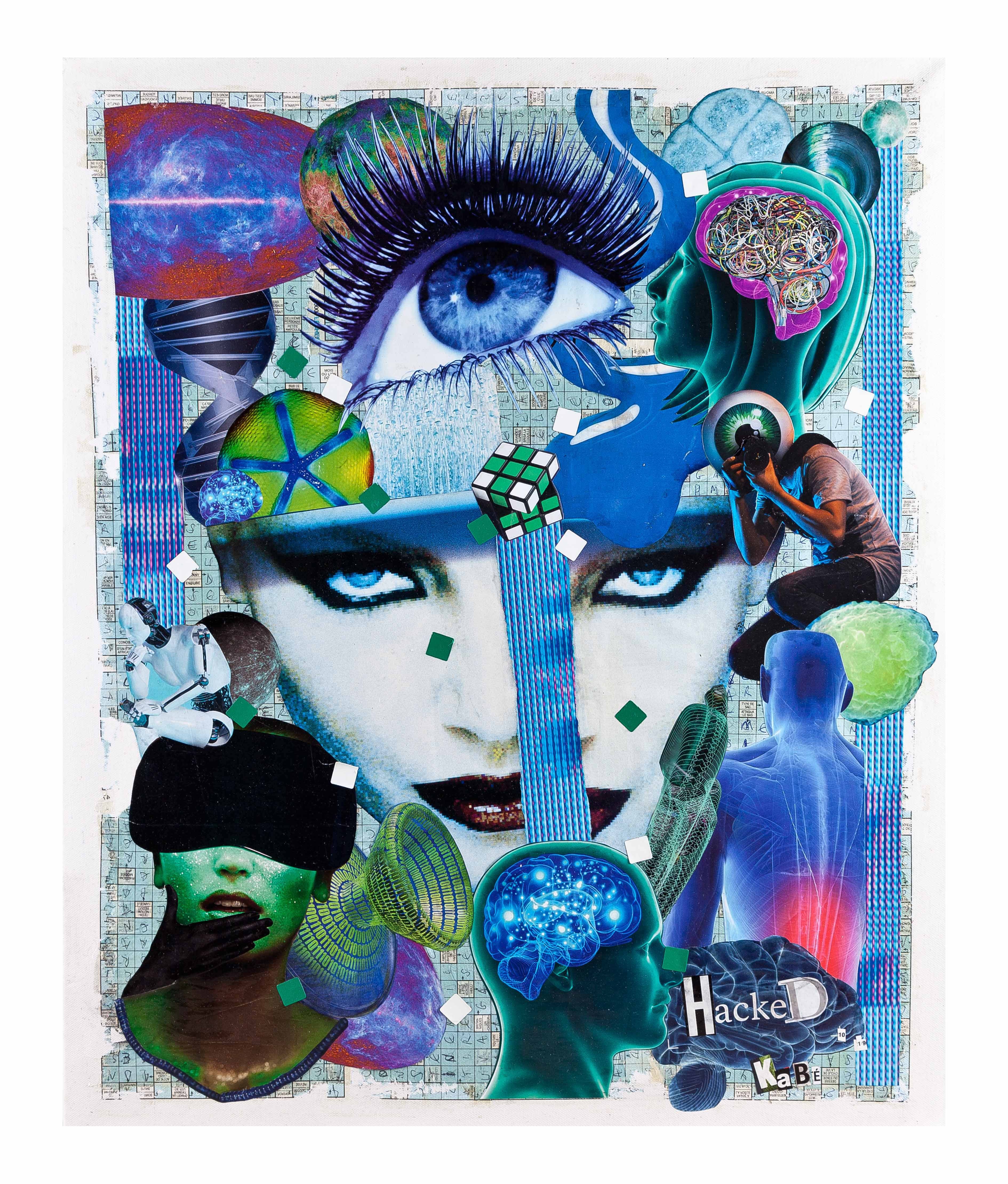 Karine Barbier (dite Ka Bé), Matière Grise V/S Intelligence Artificielle - série Collages Karine Barbier (dite Ka Bé), Matière Grise V/S Intelligence Artificielle - série Collages