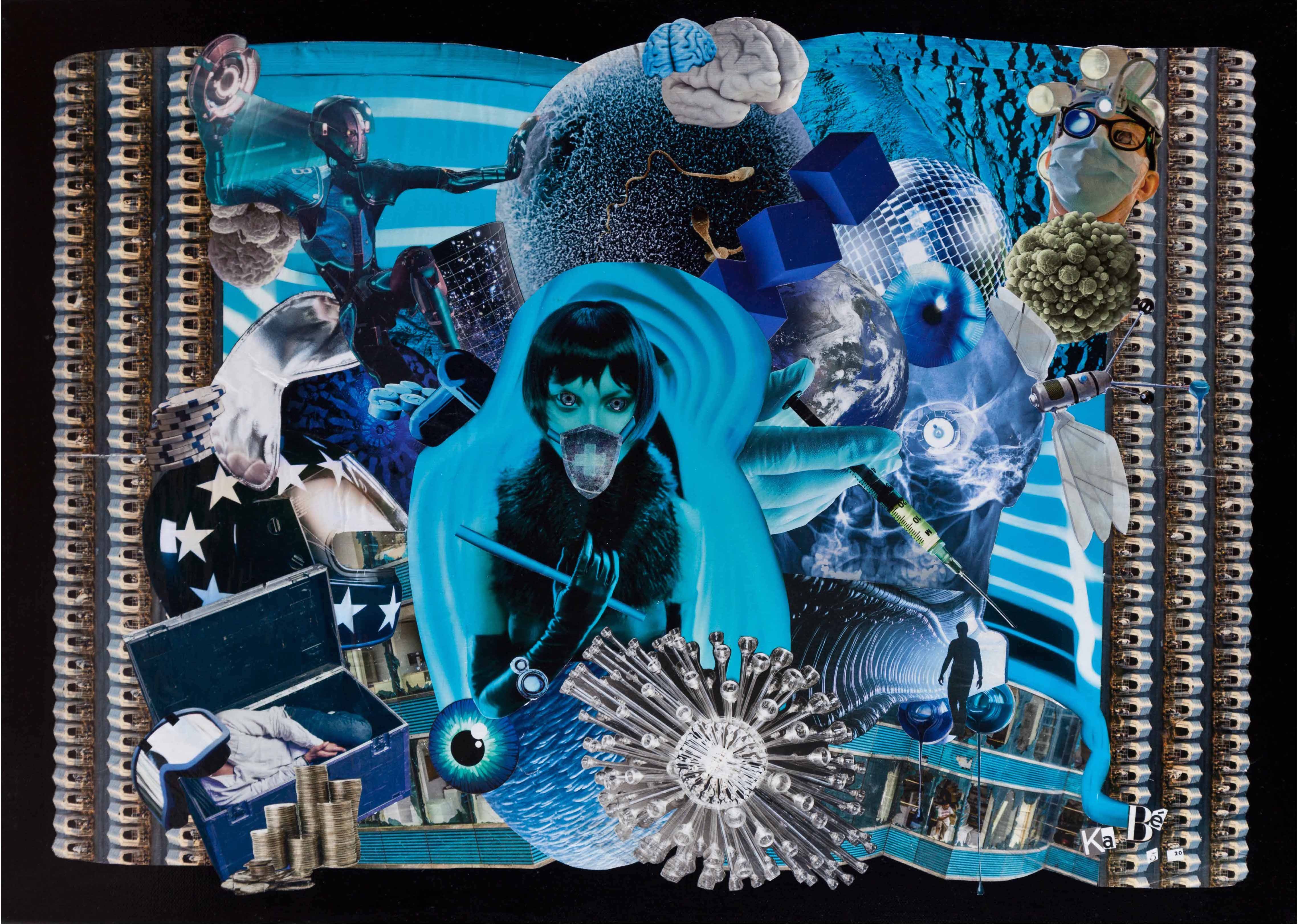 Karine Barbier (dite Ka Bé), Virus - l'Humanité et la médecine - série Collages Karine Barbier (dite Ka Bé), Virus - l'Humanité et la médecine - série Collages