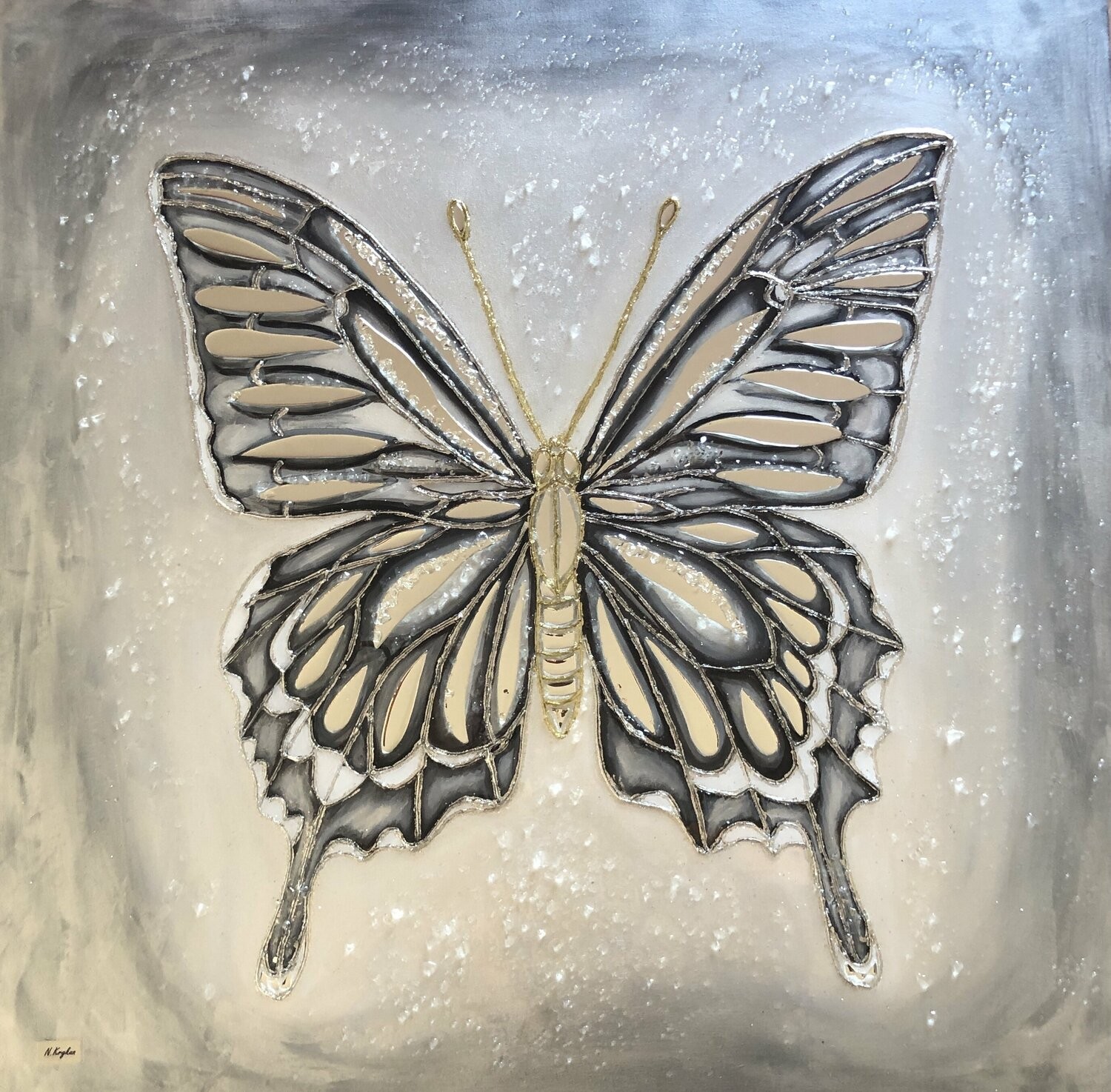 Nataliia Krykun, 3D silver mirror butterfly Nataliia Krykun, 3D silver mirror butterfly
