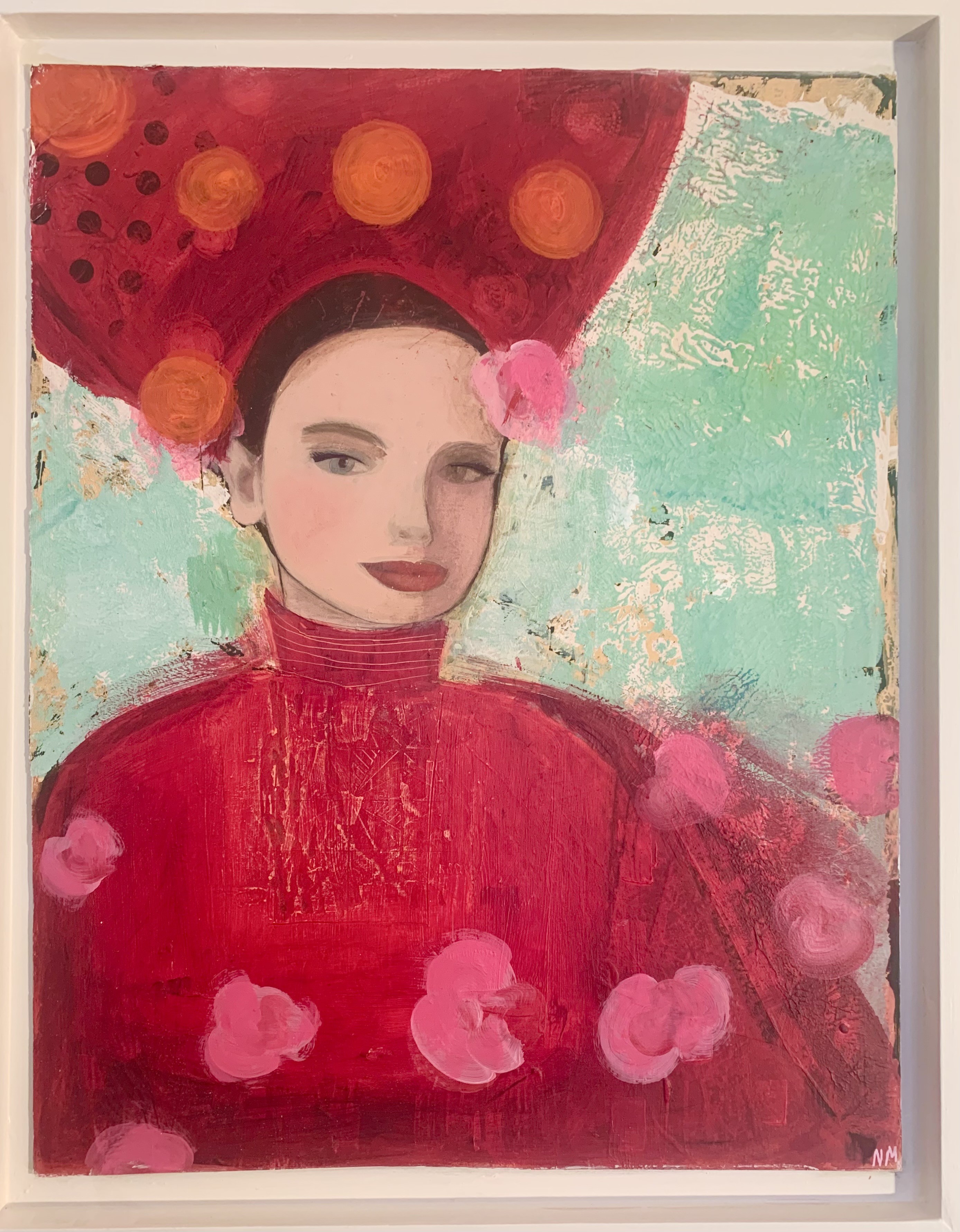 Nicolle Menegaldo, Lady in red with flowers Nicolle Menegaldo, Lady in red with flowers