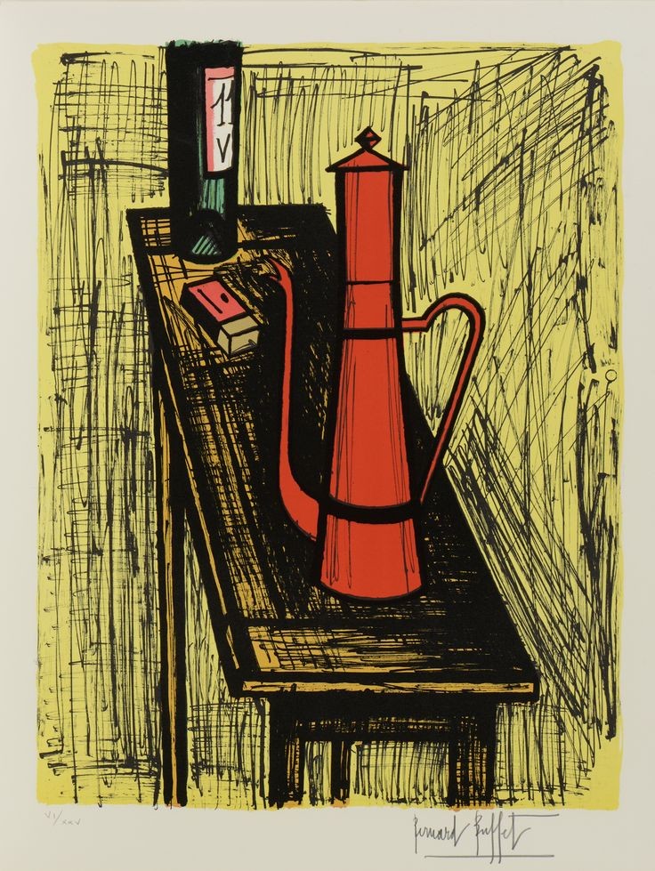 Bernard Buffet, La cafetière rouge Bernard Buffet, La cafetière rouge