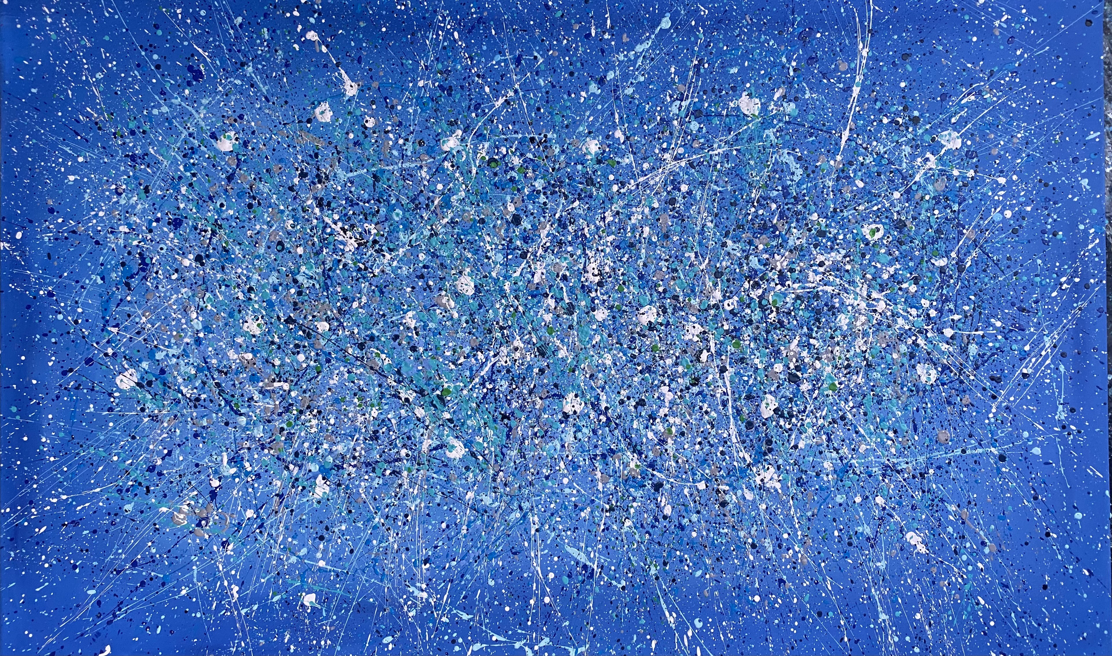 Nataliia Krykun, Blue Sea - action dripping painting Nataliia Krykun, Blue Sea - action dripping painting