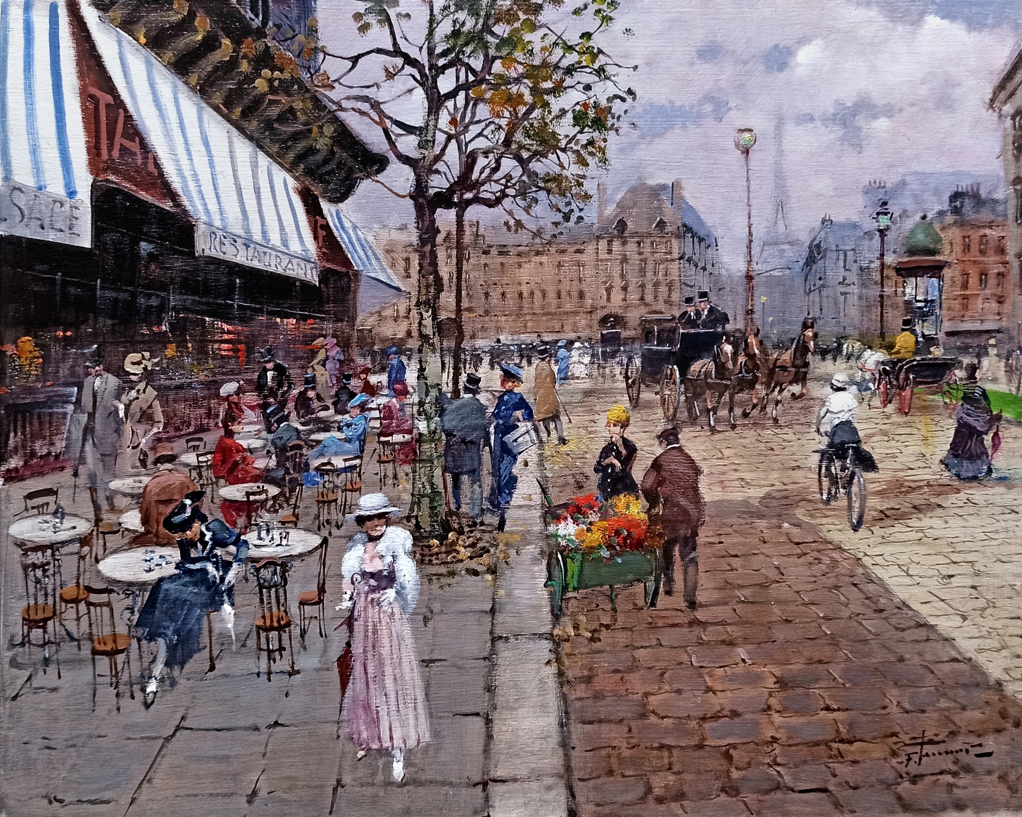 Francesco Tammaro, One day a Paris - France Belle Epoque painting Francesco Tammaro, One day a Paris - France Belle Epoque painting