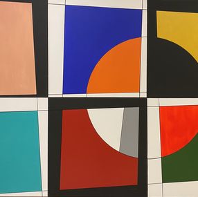 Gemälde, Abstraction géométrique grand format, Jean-Pierre Rives