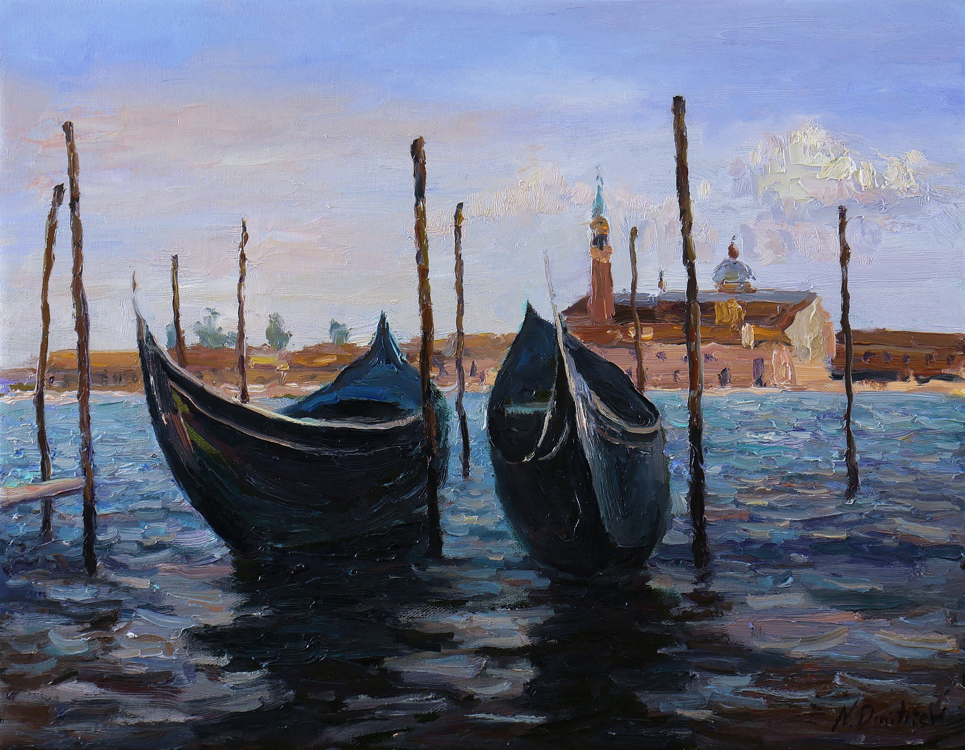 Nikolay Dmitriev, Boats In Sunny Venice Nikolay Dmitriev, Boats In Sunny Venice