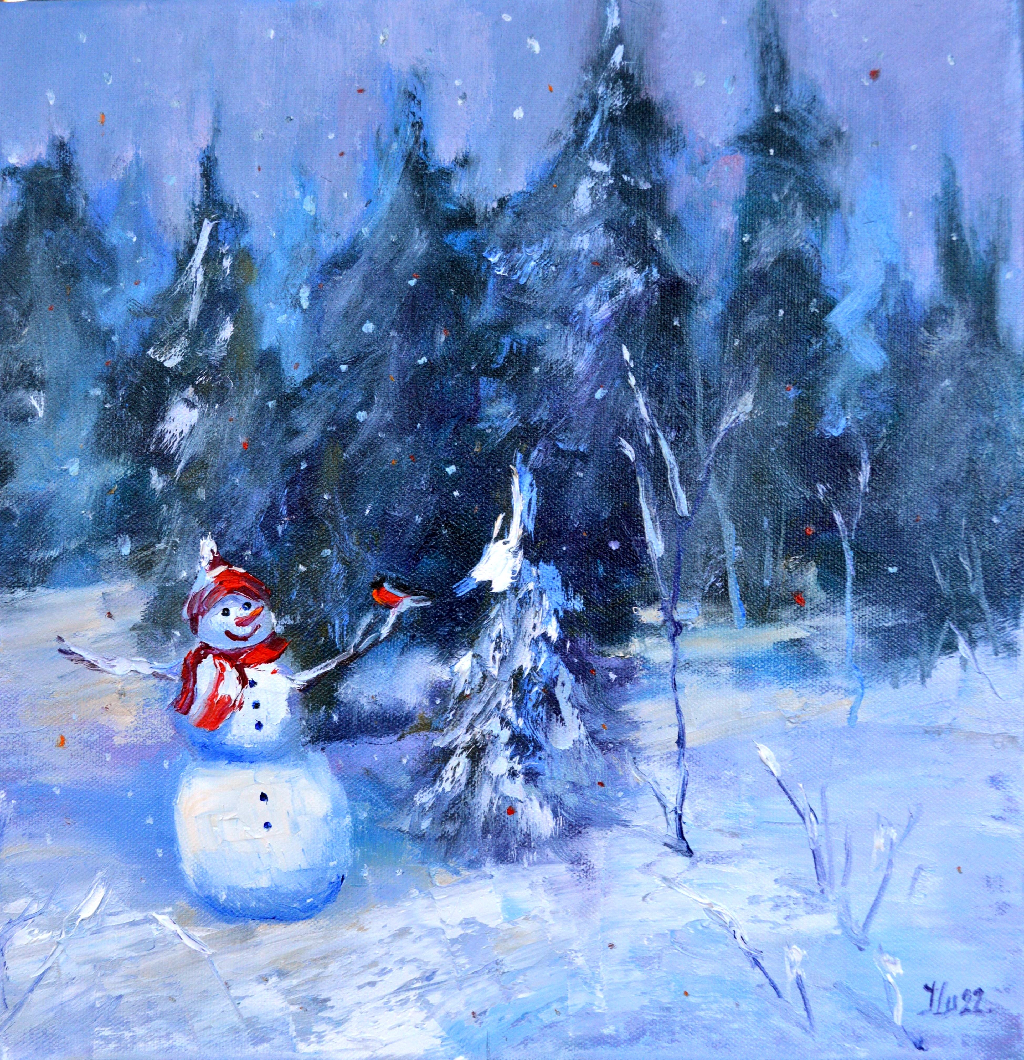 Elena Lukina, Snowman and Christmas trees Elena Lukina, Snowman and Christmas trees