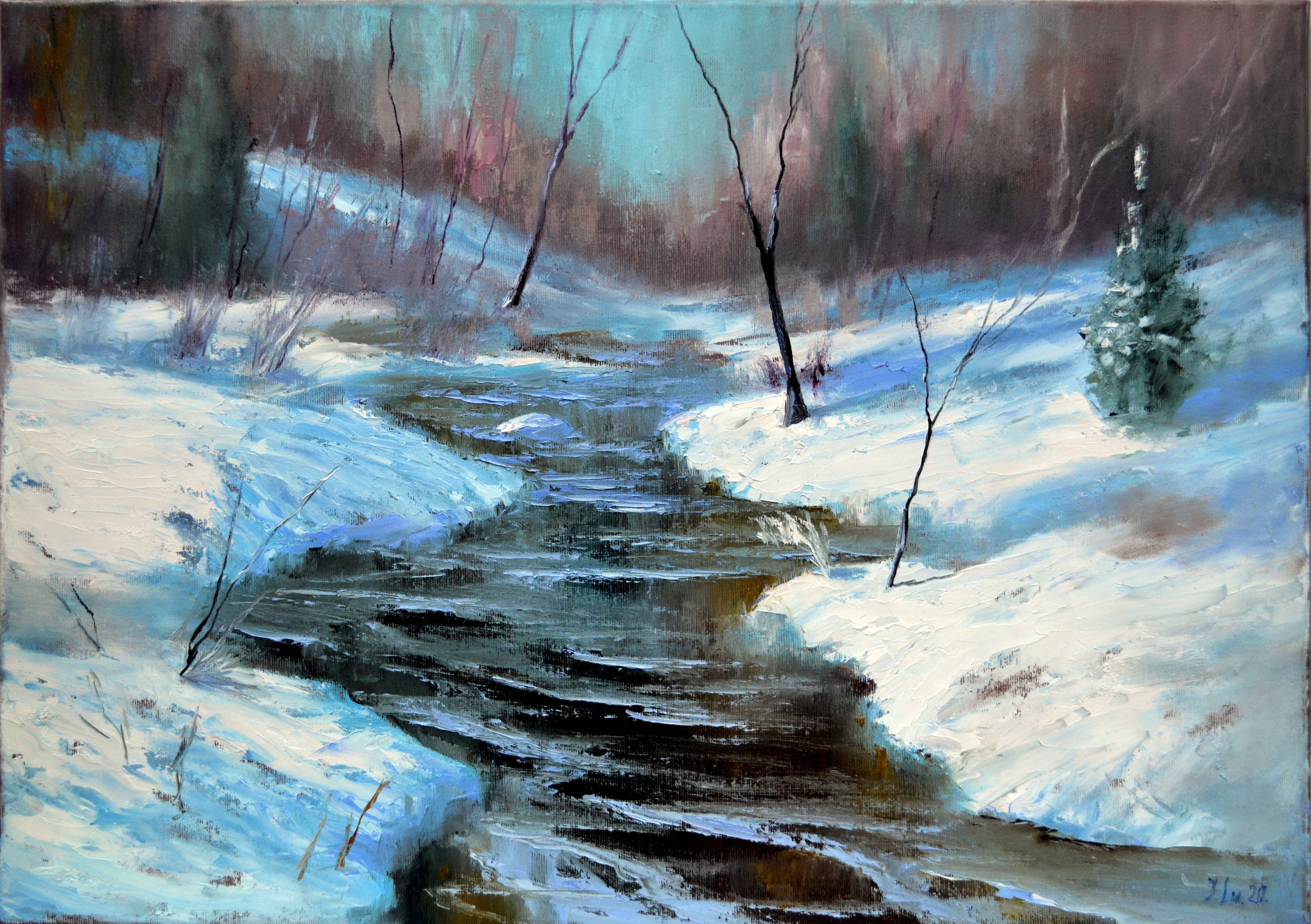 Elena Lukina, Icy river in the Christmas forest Elena Lukina, Icy river in the Christmas forest