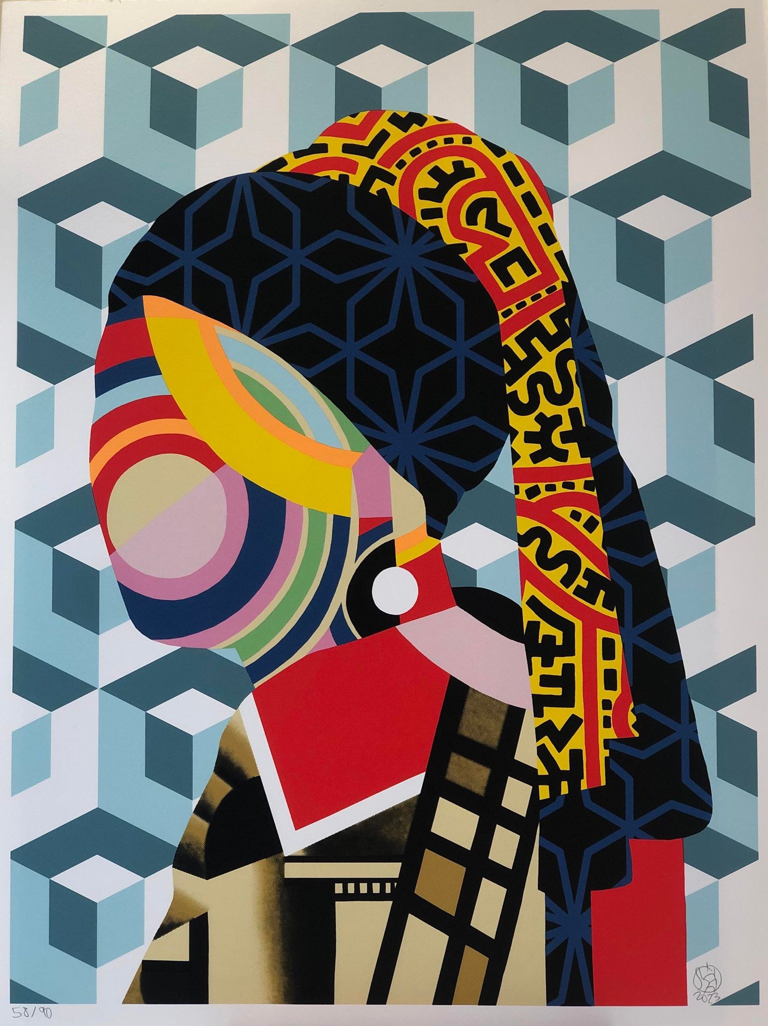 Speedy Graphito, La jeune fille à la perle, estampe originale Speedy Graphito, La jeune fille à la perle, estampe originale