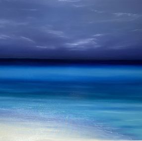 Painting, Turquoise ocean, waves, skyline, water, seascape, deep blue, Nataliia Krykun